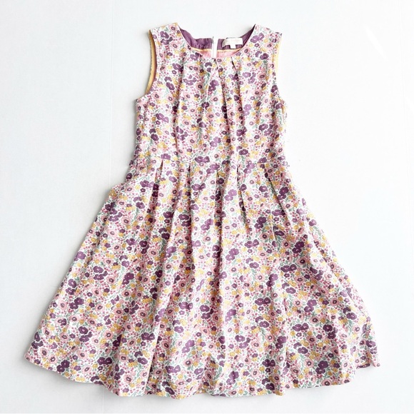 Mini Boden Cream and White Pleated Tiered Sundress Floral Spring Easter - Picture 1 of 4